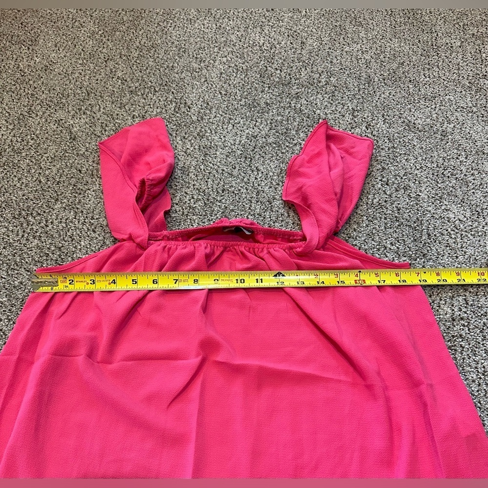 ATMOSPHERE ATELIER Size 10 M Hot Pink Ruffle Sleeve Crepe Blouse R $198 - Picture 5 of 7